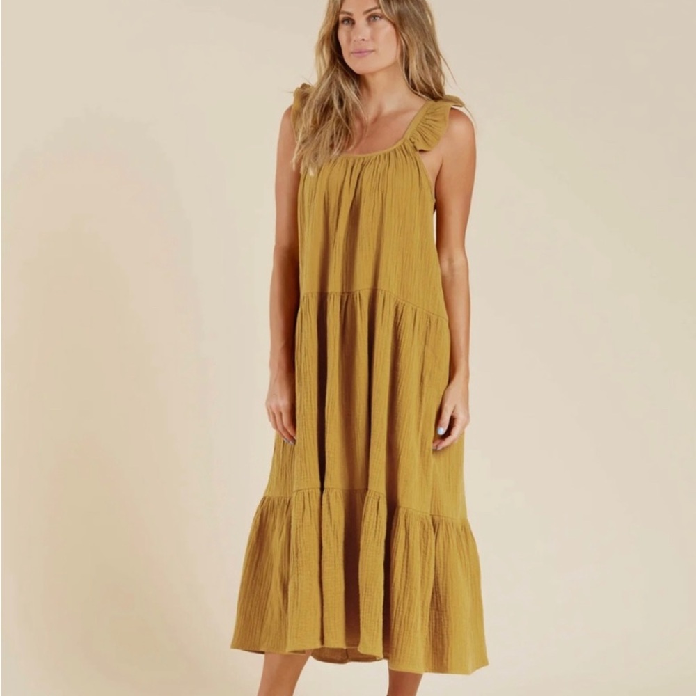 Rylee & Cru Abbie tiered maxi dress women’s XS in gold